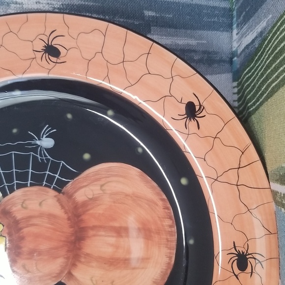 Halloween GATES WARE Laurie Gates 11-3/4" Single PUMPKIN SCARECROW Dinner Plate - Picture 8 of 14